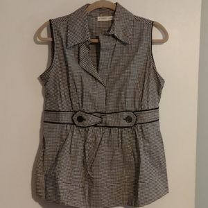 Black and white gingham sleeveless blouse size small.